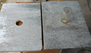 Beehive plywood tops covered with galvanized tin